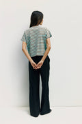 The Cooper Top | Striped T-Shirt Contrast with Neck Band: BROWN/WHITE / SMALL
