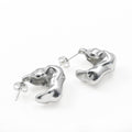 Bold Figure Drop Earrings - Medium Irregular Huggies: Silver