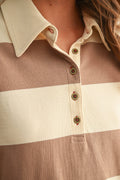T5244   LONG SLEEVE WIDE PANEL KNITTED SHIRTS: OLIVE/BEIGE / M
