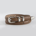 Simple Elegant Slim Leather Belt MK2LEEP6W6JBT91: Black
