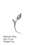 Tulip Bud Brooch Women Luxury Metal Pin N6A209: Silver