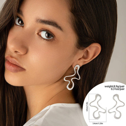 WRINKLED EXAGGERATED IRREGULAR TEARDROP EARRINGS_CWAJE1813: TYPE2 / (OS) 2