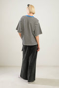 A striped knit top - FT1255: Black / Contemporary / S