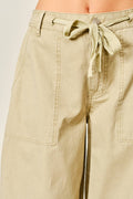 AJP6166 UTILITY BARREL WAIST TIE CARGO PANTS: KAHKI / S-M-L (2-2-2)