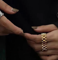 Roll X- Watch band Ring- Stainless steel 14K: Yellow Gold / 7
