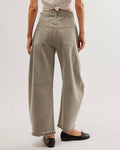 High-Waisted Loose-Fit Raw-Edged Jeans: Tan