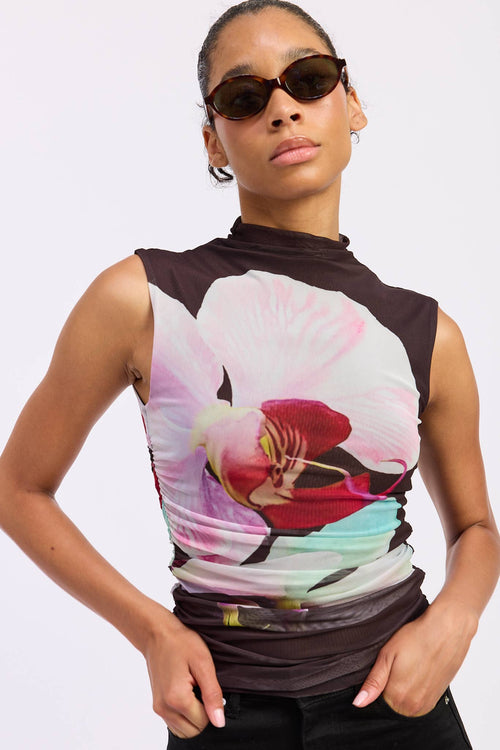 Sleeveless Orchid Mesh Top