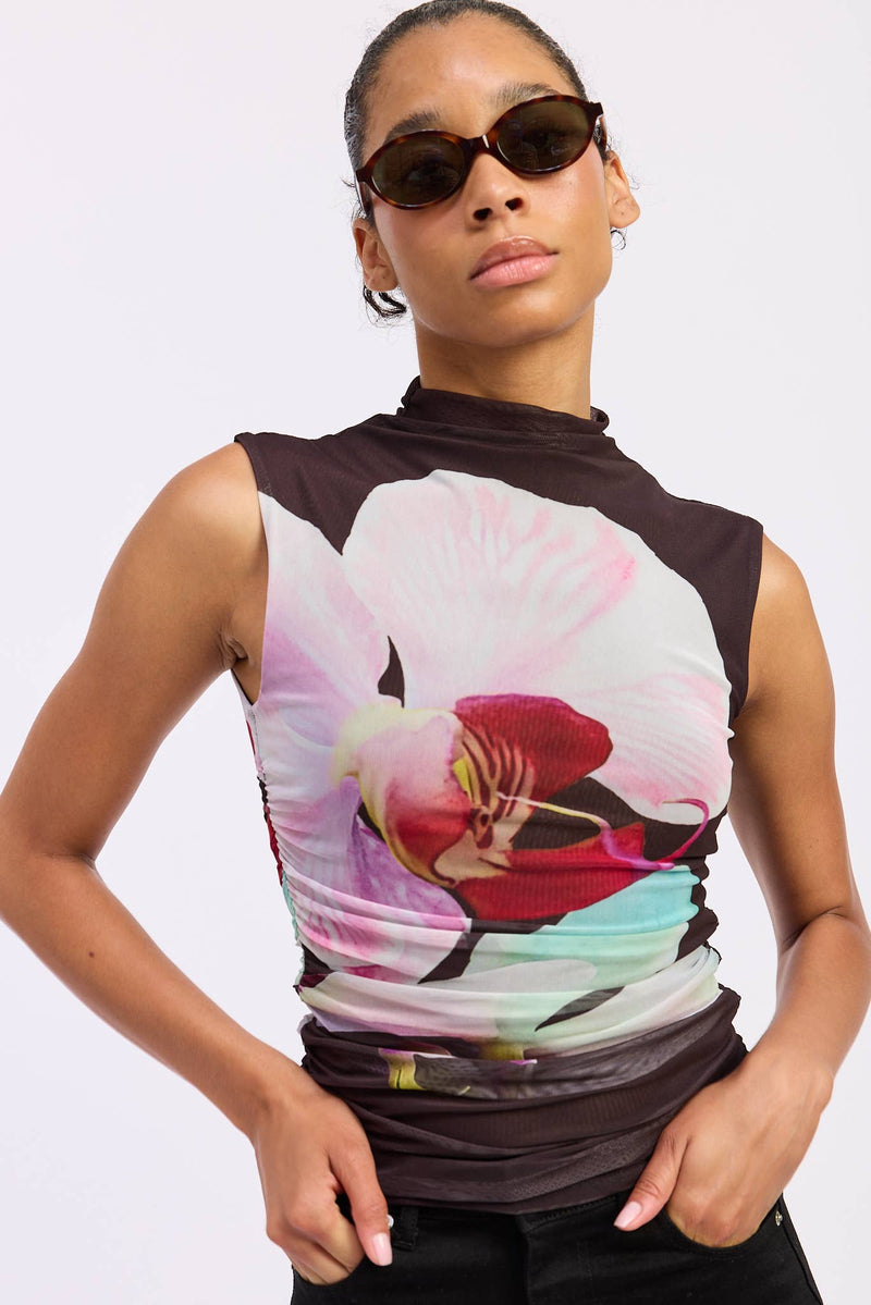 Sleeveless Orchid Mesh Top