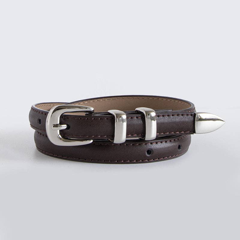 Simple Elegant Slim Leather Belt MK2LEEP6W6JBT91: Coffee
