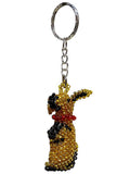 Beaded Dog Seed Bead Figurine Keychain