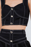 Black Cotton Twill Bustier