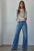 Knit Tencel Jersey Turtleneck Long Sleeve Sheer Top