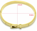  Buckle Bangle Bracelet- Hinged- Stainless Steel - Cuff : Yellow Gold