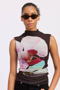 Sleeveless Orchid Mesh Top