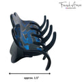 French Amie Crown Wave Small 2.5” Cellulose Handmade Interlocking Hair Claw: Silver Onyx Grey