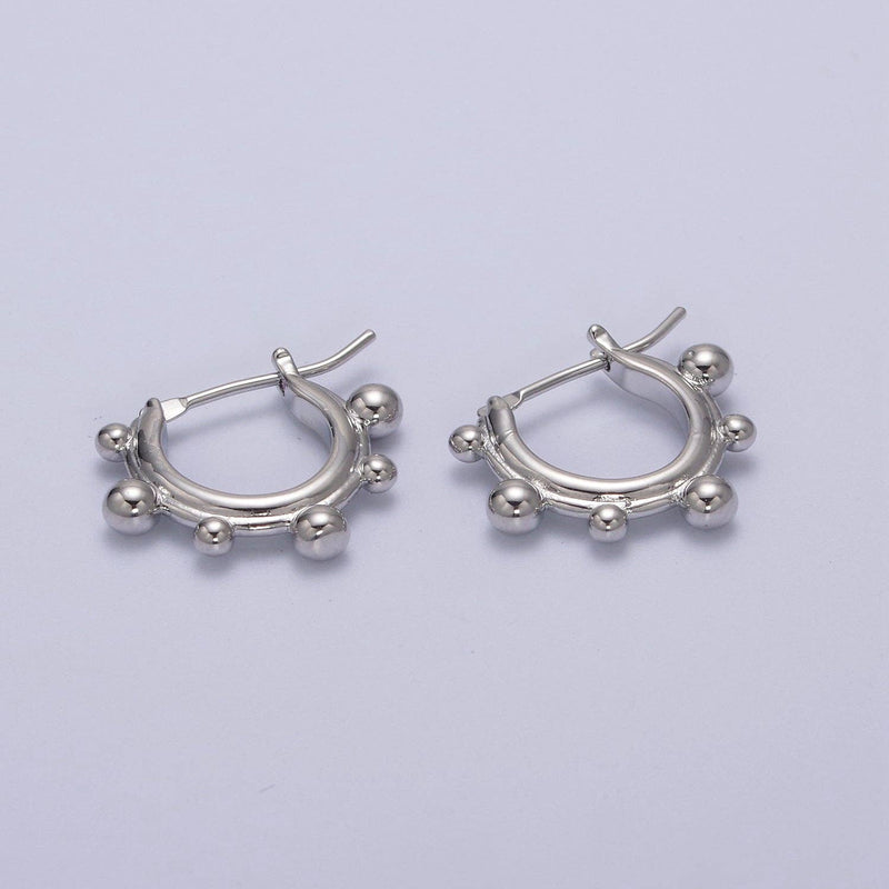 Gold Beaded Hoops, Ball Hoop Earring, Gold Ball Hoop, Gold Filled Earrings, Silver Hoop, Boho Hoop Earring T-276: Silver