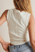 Ribbed Reverse Stitch Tank Top in Coconut