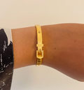  Buckle Bangle Bracelet- Hinged- Stainless Steel - Cuff : Silver