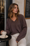 V-neck Pullover in Cashmere, Wool & Silk: Darth Gray / One size