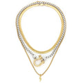 Kate- Herringbone Stainless Steel Necklace 14K- Widest: Yellow Gold