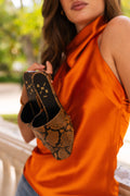 Vivian Snake-Embossed Leather Mules with Kitten Heel