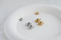 Small Croissant Huggies - Waterproof 18k Gold Dome Earrings: Silver