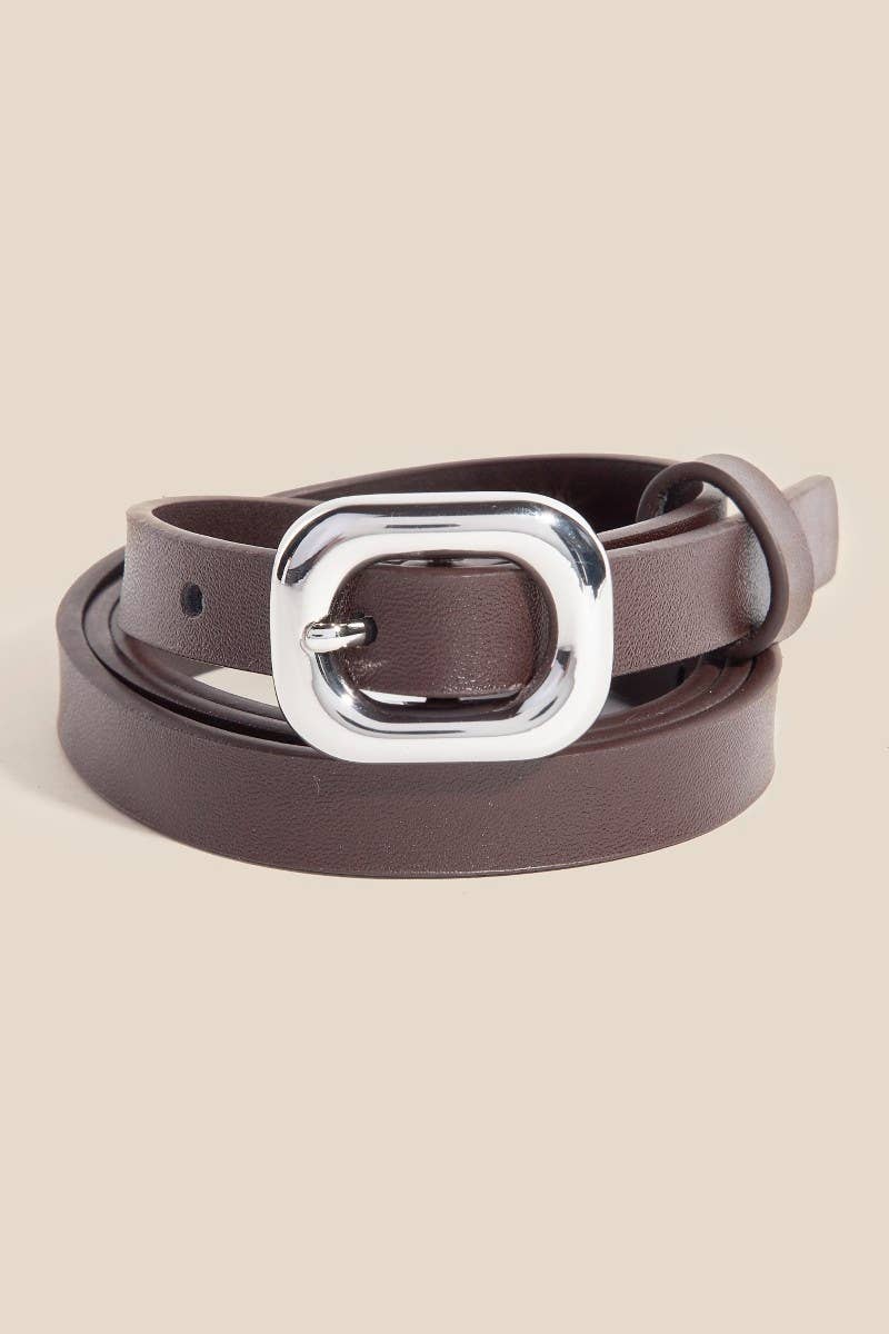 Thick Rectangle Buckle Leather Belt