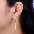 Rectangular Oblong Link Dangle Drop Stud Earrings in Gold & Silver | AB164 AB165: Gold