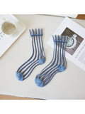 Sheer Stripe Panel Crew Socks