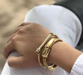  Buckle Bangle Bracelet- Hinged- Stainless Steel - Cuff : Yellow Gold