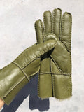 SHEARLING GLOVE: Olive / M/L