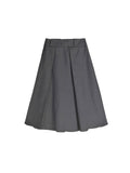 Gray High Waist Pleated A-line Skirt