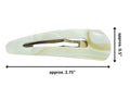 Marble-patterned hair clip with measurements on a white background, featuring the brand 'French Amie'.
