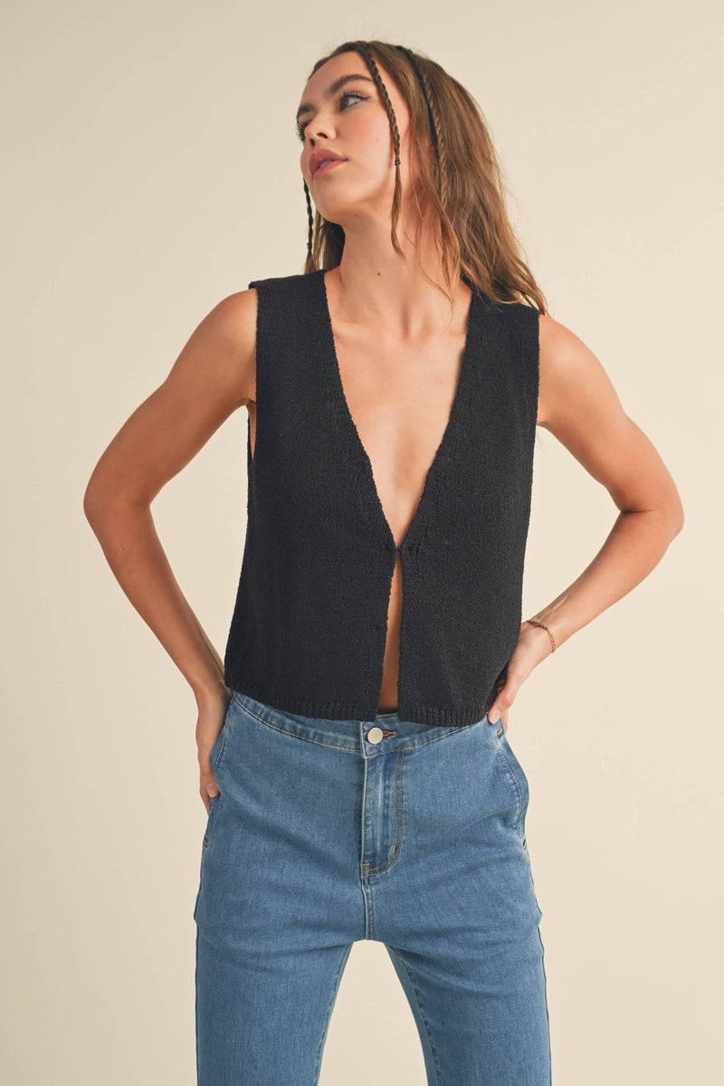 Hook & Eye Closure Vest Cardigan