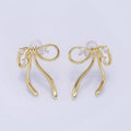 14K Gold Filled CZ Coquette Ribbon Tied Bow Stud Earrings