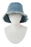 Distressed Denim Bucket Hat: BLUE