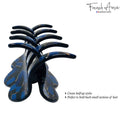 French Amie Crown Wave Small 2.5” Cellulose Handmade Interlocking Hair Claw: Silver Onyx Grey