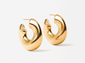 Wave-Puffy Hoop- Steel Earrings- 14K gold or Silver: Gold