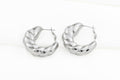 Oversized Chunky Croissant Hoops - Thick Lightweight Hoops: Silver