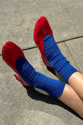 Cobalt Ribbed Cotton Socks