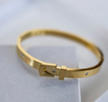  Buckle Bangle Bracelet- Hinged- Stainless Steel - Cuff : Silver