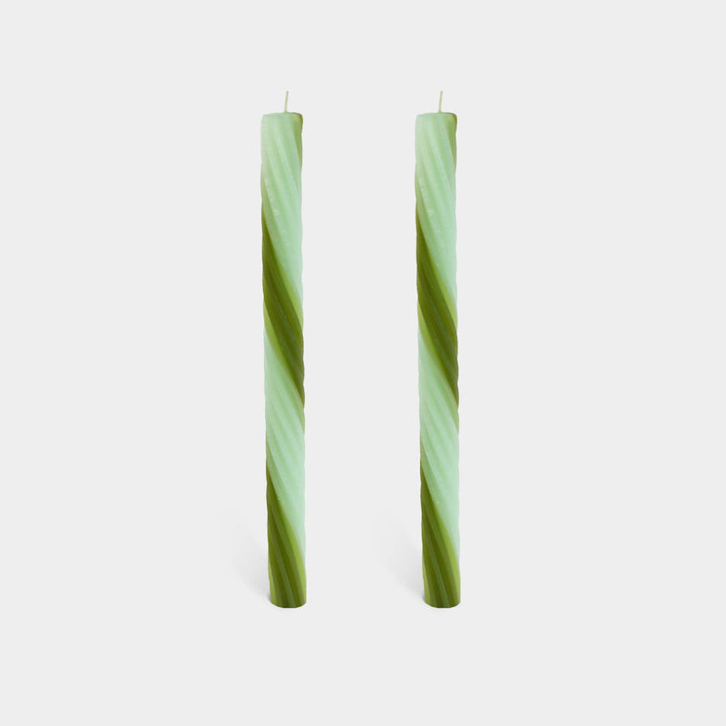 Rope Candles - Green (2 Pack) - 11" Vibrant Taper Candles