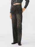 Black Vintage Style Straight Leg Denim Jeans
