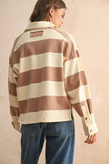 T5244   LONG SLEEVE WIDE PANEL KNITTED SHIRTS: OLIVE/BEIGE / M