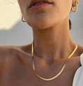 Kate- Herringbone Stainless Steel Necklace 14K- Widest: Yellow Gold