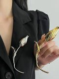 Tulip Bud Brooch Women Luxury Metal Pin N6A209: Silver