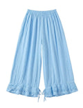 4029 WIDE COTTON PANTS WITH EYELET EMBROIDERY: ROYAL