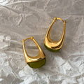 Green Amber Resin Teardrop Earrings_CWAJE06456: Brown / (OS) 1