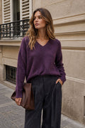 V-neck Pullover in Cashmere, Wool & Silk: Coral Pink / One size