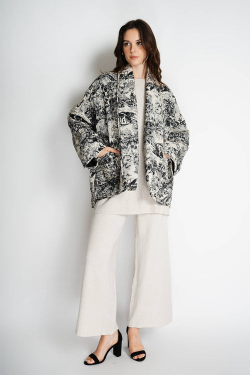 Printed Quilted Kimono Jacket